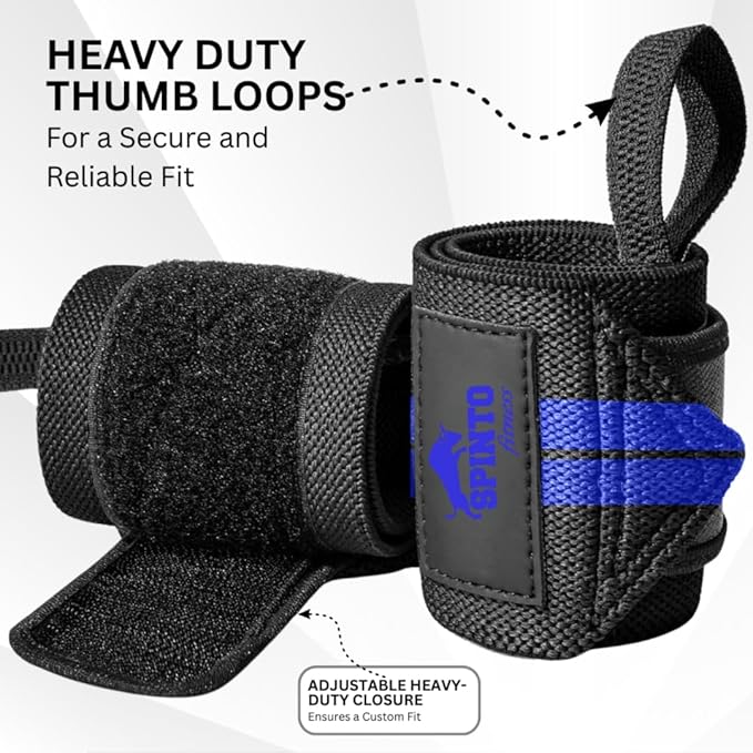 18" Wrist Wraps for Weightlifting USPA-Approved Wrist Support with Thumb Loop Heavy Duty Wrist Braces for Powerlifting, Gym, Cross Training & Strength Training for Men & Women