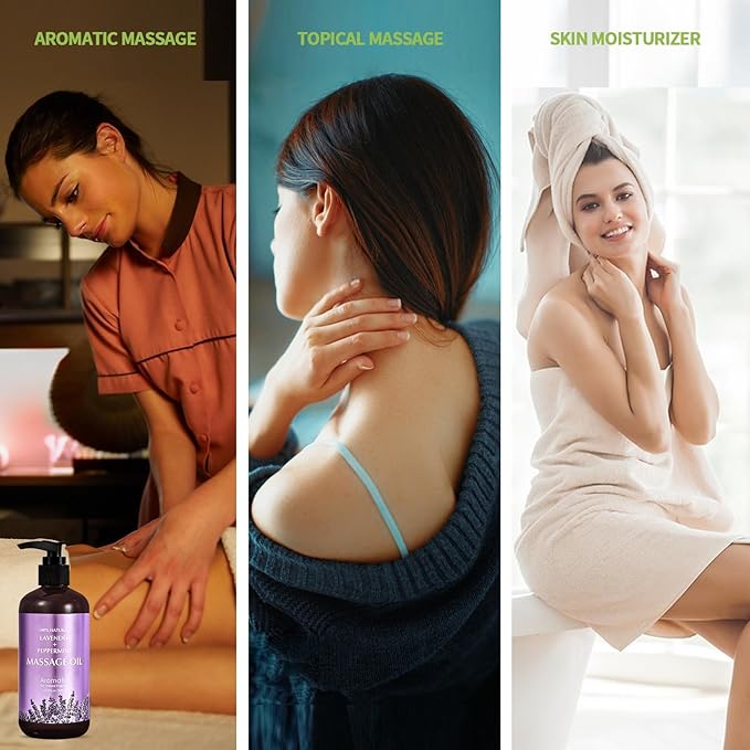 Lavender Massage Oil for Calming, Soothing and Relaxing Muscles Massage Oil for Massage Ideal Body Oil for Skin Moisturizing for Men and Women