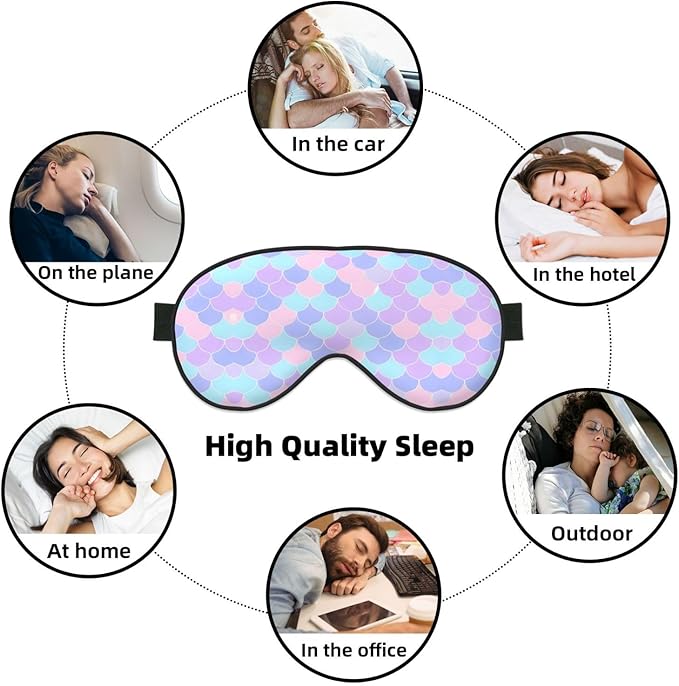 Mermaid Tattoo Head-Mounted Double-Sided Light-Blocking Sleeping Eye mask to Protect Eyes and Relieve Eye Fatigue