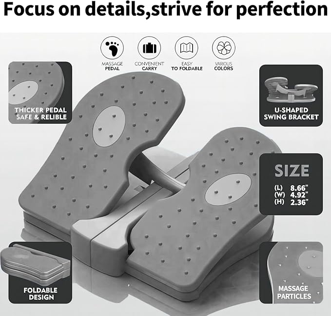 Mini Foldable Leg Exerciser | Portable Foot Pedal Exercise Machine | Under Desk Stepper for Leg Muscle Training, Leg Circulation & Home Office Use