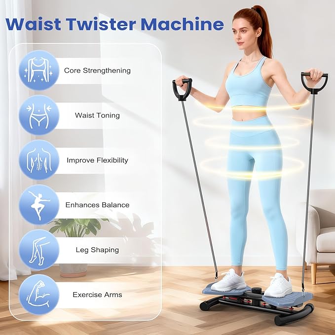 RELIFE Waist Twister Machine Exercise, Ab Twist Board With Digital Monitor, 20db Quiet, 300lb Capacity Anti-Slip Base For Home Gym, Belly Fat Workout For Women & Men