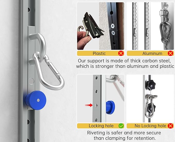 Wall-Mounted Anchor Fitness System - Adjustable, Multi-Functional, Space Saving Home Gym Solution for Strength Training,Adjustable Workout Wall Anchor System Blue