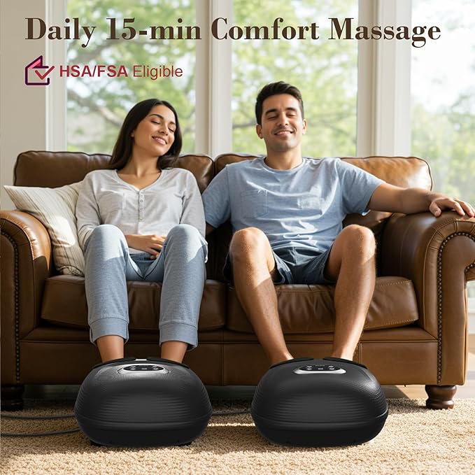 Foot Massager FSA Eligible HSA, 2026 Upgraded Feet Massager with Heat for Plantar Fasciitis Relief, 5 Levels Compression & Vibration Massage for Neuropathy, Birthday Day Gifts for Women Men