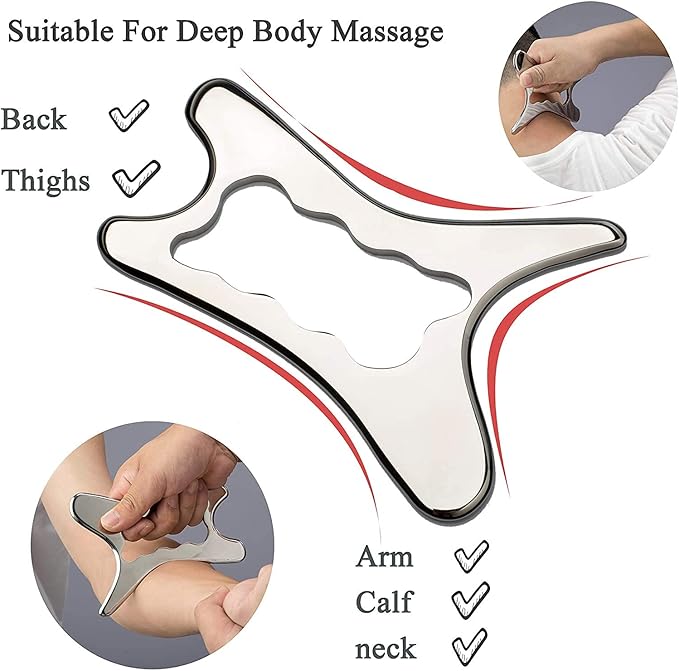 Mikako Stainless Steel Scraping Gua Sha Tools Massage Tool, Muscle Scraper Tool, IASTM Massage Tools for Relaxing Soft Tissue, Reduce Head, Neck, Back Pain