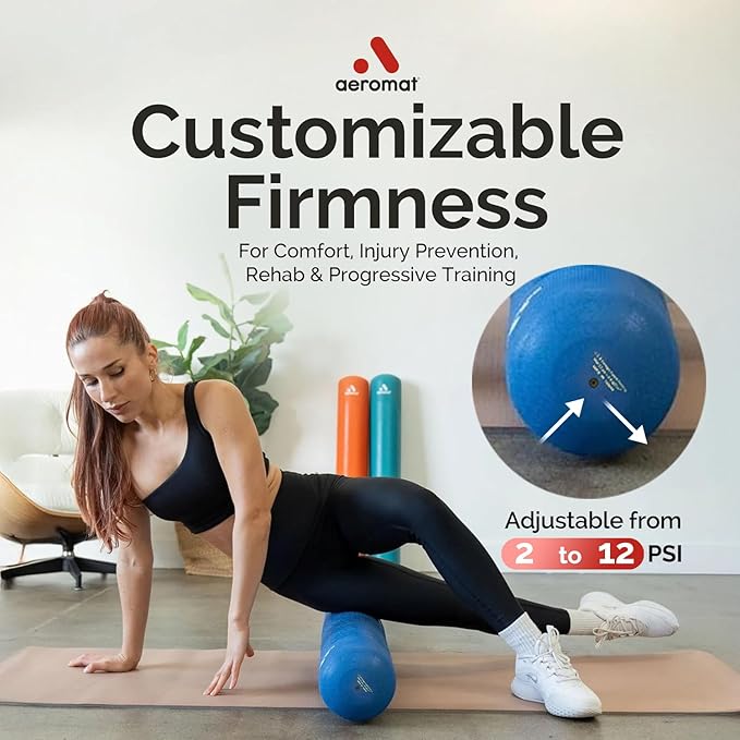 Adjustable Air Roller 2 to 12 PSI Firmness – Inflatable Fitness, Yoga, and Rehab Roller for Men and Women, Back Roller for Muscle Recovery, Home Gym, Travel, or Physical Therapy Use – North Sea