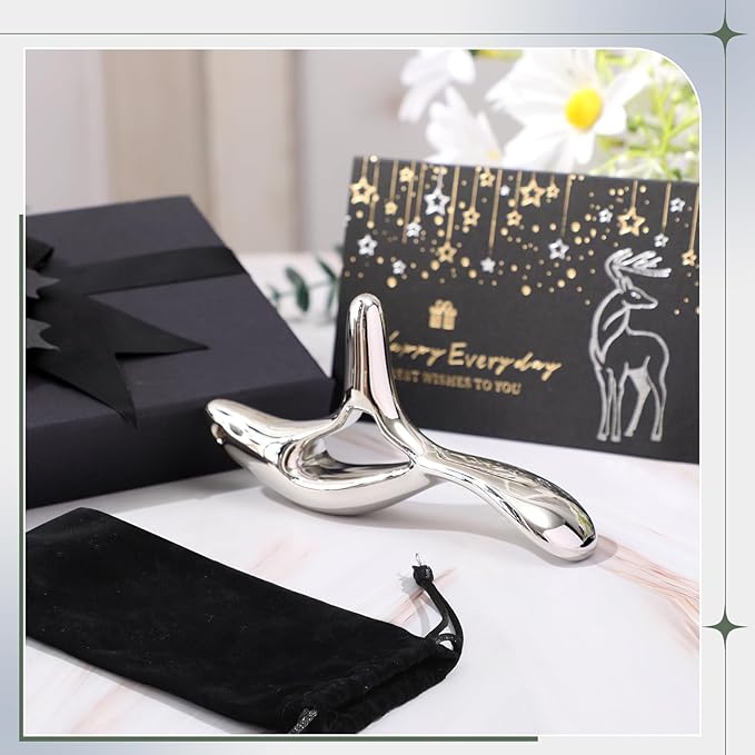 Nuanchu Massage Tool for Deep Tissue & Myofascial Release with Gift Box, Muscle Scraper for Full Body Pain Relief, Thumb Protector for Elephant Christmas White Gift Acupressure & Gua Sha Therapy