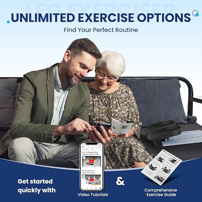 Leg Exerciser While Sitting for Seniors,Knee & Shoulder Exerciser for Home Office, Adaptable for Under Desk Arm& Leg Pedal Exerciser with Resistance, Low Impact Workout for Rehab,Non-Slip Mat Included