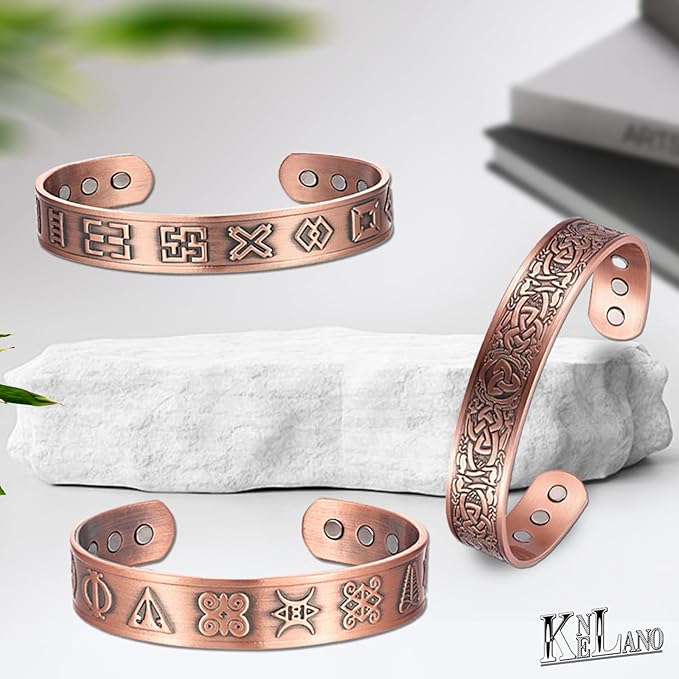 Copper Bracelet for Men 99.9% Pure Copper Magnetic Bangle with 6pcs 3500 Gauss Magnets, Copper Magnetic Bracelet for Men