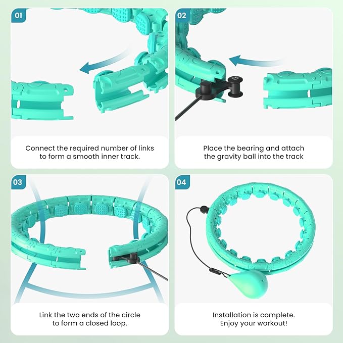 Weighted Hula Infinity Fitness Hoop for Adult Weight Loss, 2 in 1 Smart Fitness Workout Hula Circle Hoops with 26 Detachable Knots, Exercise Fit Hoop Suitable for Women and Beginners
