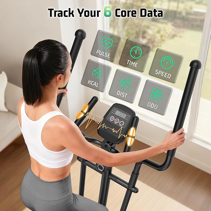 ANCHEER Elliptical Exercise Machine,Elliptical Machine for Home with Ultra-Smooth Magnetic Drive,14 Levels Resistance Elliptical Trainer,Cardio Machines with LCD Monitor Device Holder,15" Stride