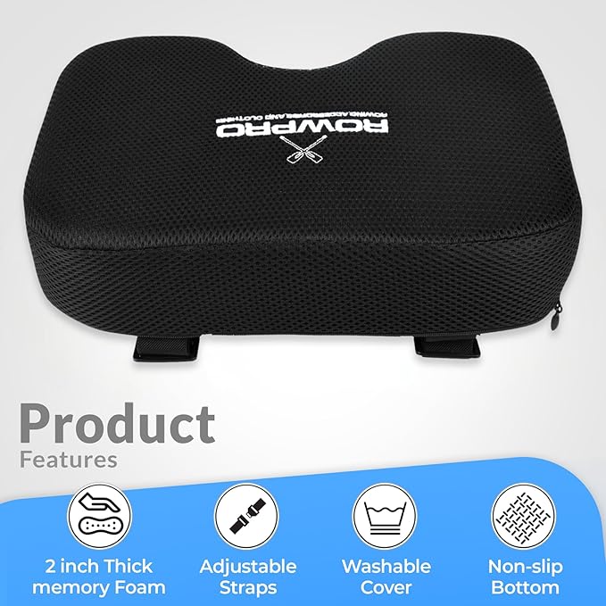 Memory Foam Rowing Machine Seat Cushion - Comfortable Seat Pad for Concept 2 - Ergonomic Concept 2 Rower Seat Cushion for Enhanced Support and Stability