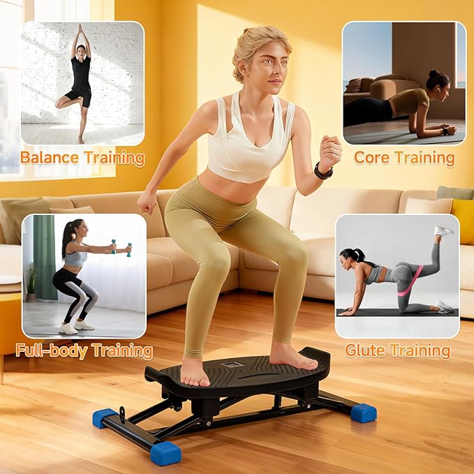 Balance Trainer Simulated Ski Machine Resistance-Based Aerobic Treadmill Portable Stepper Carries 300 pounds Silent Full-Body Exercise Machine with LED Display.