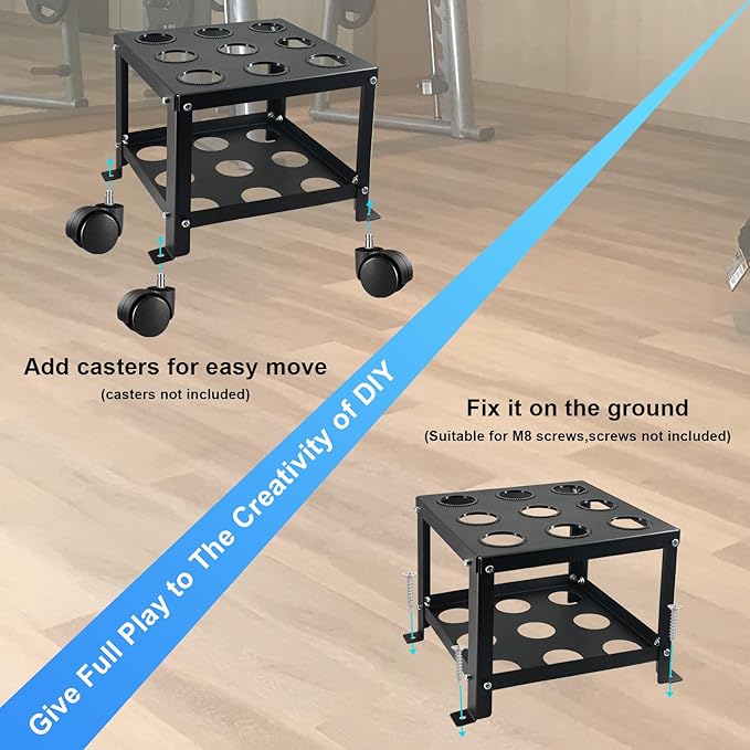 Barbell Holder Floor Stand - Heavy Duty Home Gym Organizer for 9 Barbells - Fits 2-inch Olympic & Curl Bars