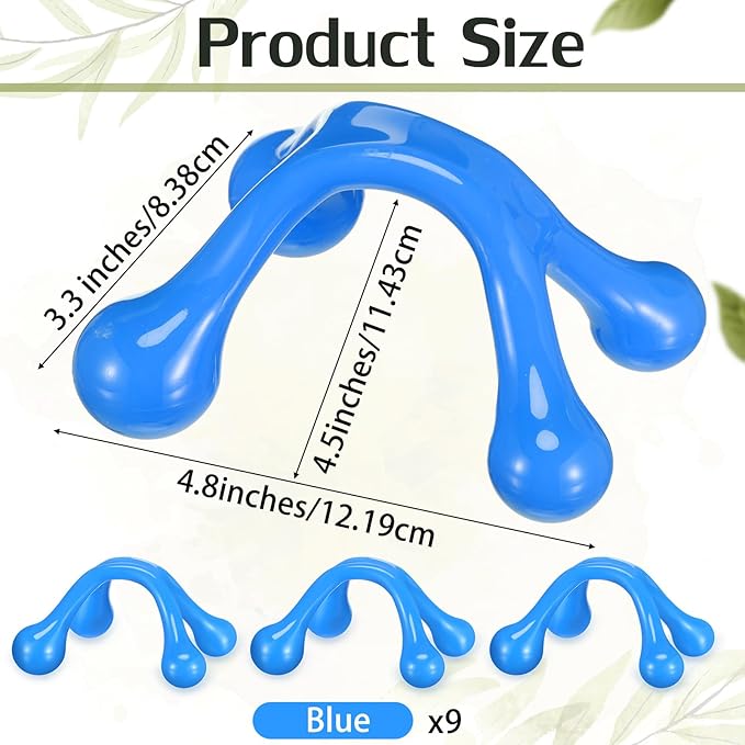 Liliful 9 Pcs 4 Point Massage Tools Christmas Gift Office Gift Small Hook Massager Handheld Palm Shaped Manual Back and Neck Massager Tools 4 Legged Hand Held Massager(Blue)