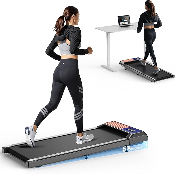 Walking Pad Treadmill, Portable Treadmills for Home, 2.5 HP Quiet Under Desk Treadmill with 5% Incline, 265/300 Lbs Capacity, 15" X 35.4" Running Walking Pad, Home Office Walking