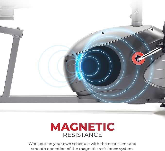 Sunny Health & Fitness Smart Magnetic Recumbent Bike, Home Cardio Trainer & Cycling Machine for Seniors, Free SunnyFit App Connection, Optional Hand Cycle, Resistance Bands, or Pulse Sensors