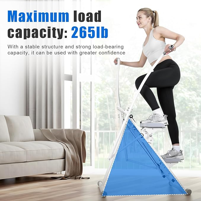 Stair Stepper with 4-Speed Adjustable | 265lbs Upgrade Foldable Stairmaster Machine for Home Gym Workout| Adjustable Handlebar & Pedals| Cardio Stair Climber with Low Noise（2025 Upgraded）