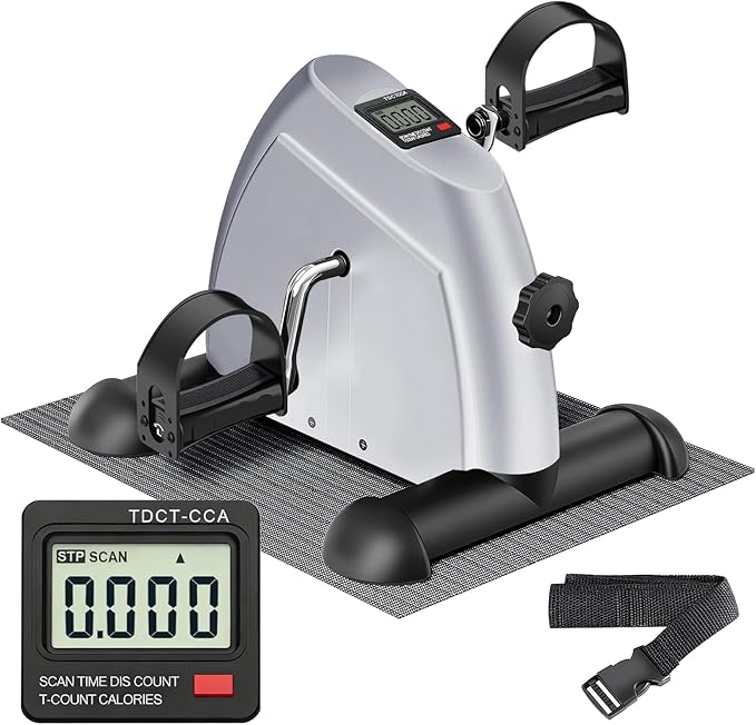 Mini Exercise Bike: Portable Under Desk Bike Pedal Exerciser Foot Cycle Arm & Leg Pedal Exerciser with LCD Screen Displays & Adjustable Resistance for Home/Office