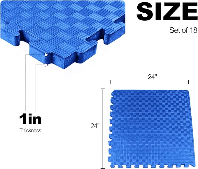 Elevon Puzzle Exercise Gym Flooring Mat, EVA Interlocking Foam Tiles Workout Mat for Home Gym, Fitness Equipment, MMA, Gymnastics, Shock-Absorbing Exercise Mat, Multi-Color