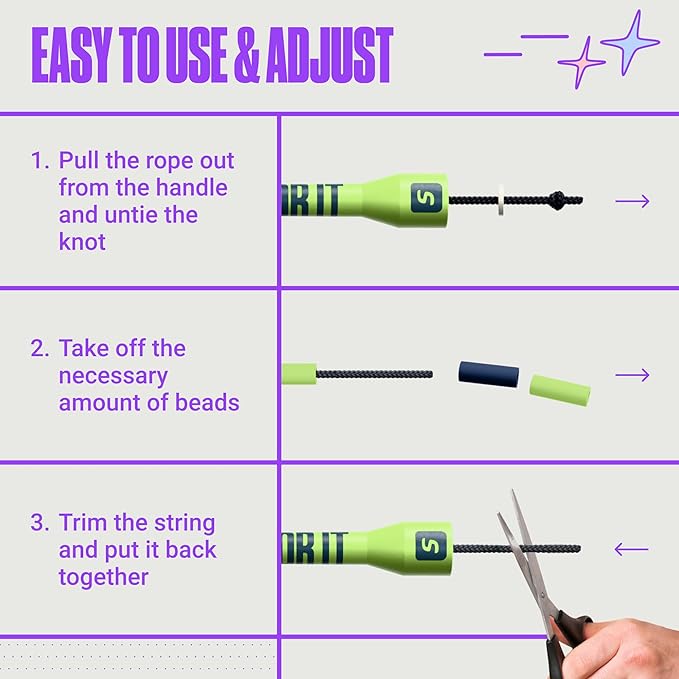 Sportbit Elite Beaded Jump Rope – Adjustable for Kids & Adults, Durable Fitness Skipping Rope for Cardio, Gym, Home & Outdoor Workouts