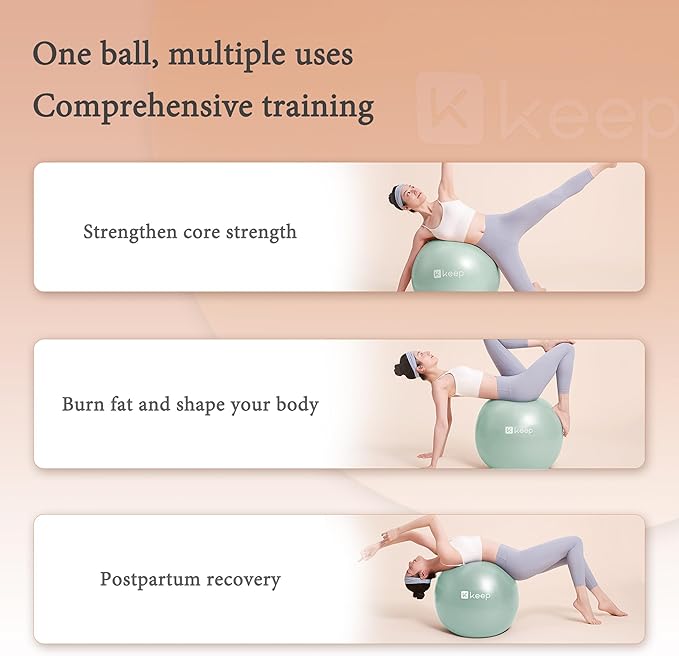 KEEP Exercise Ball Anti-Burst - Thickened Yoga Ball Pilates Ball for Physical Therapy, Fitness Ball for Workout, Core Strength and Physical Therapy