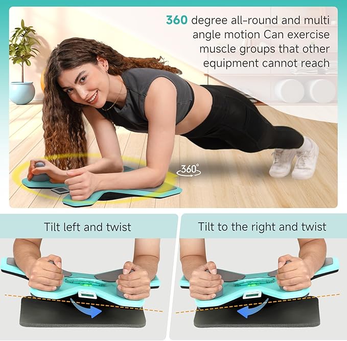 Balance Board for Core Trainer, Plank Board for 360° Tilt & Twist Design, Multi-Functional Handles, Phone Holder & Maze Game, Elbow Pad, Fluorescent Green