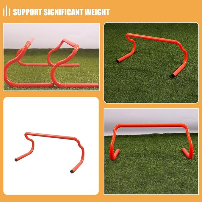 3pcs Detachable Agility Speed Training Hurdles 19x9 Inch Orange Fitness Equipment for Soccer Track Running Drills and Athletic Speed Practice
