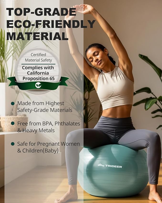 Trideer Exercise Ball Yoga Ball,Office Seating & Balance Ball Chair, Stability Ball for Pilates, Physical Therapy,Core Training & Balance Improvement & Stretching