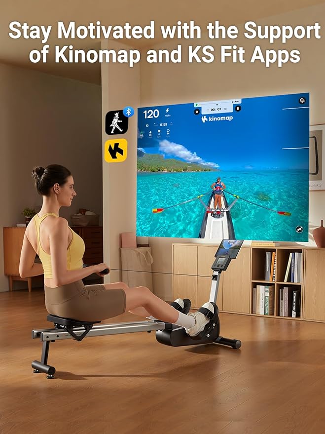 KINGSMITH Rowing Machines for Home Foldable, Compact Row Machine, 400LB & 350LB Weight Capacity, Folding Rower Machine with Adjustable Resistance, Data Monitor, App Supported