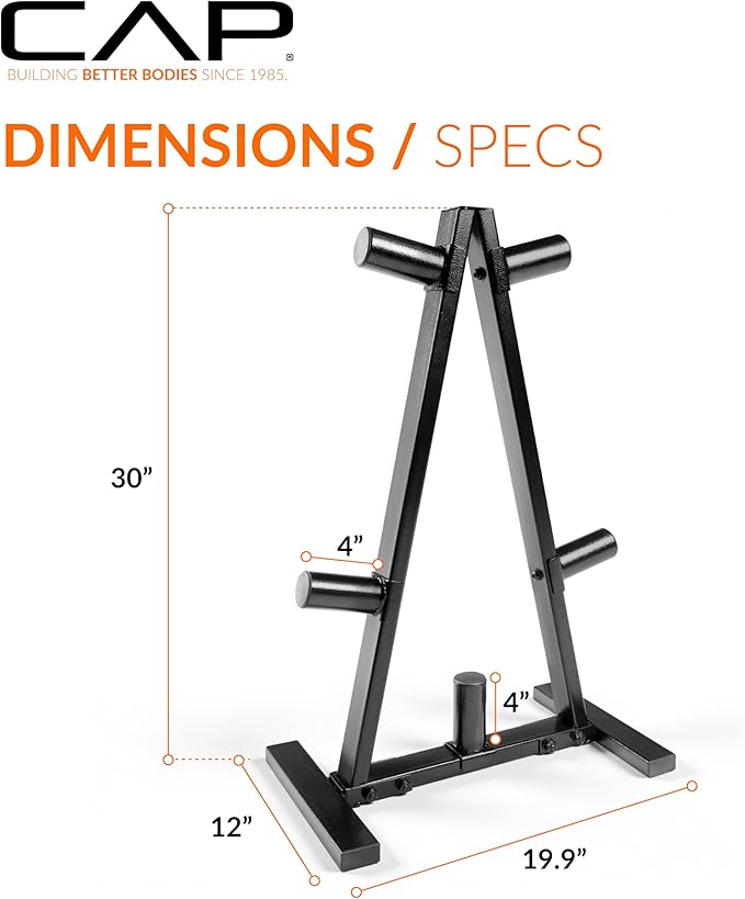 CAP A-Frame Olympic Plate Rack – Heavy-Duty 2-Inch Weight Plate Tree and Storage - 5 and 7 post options