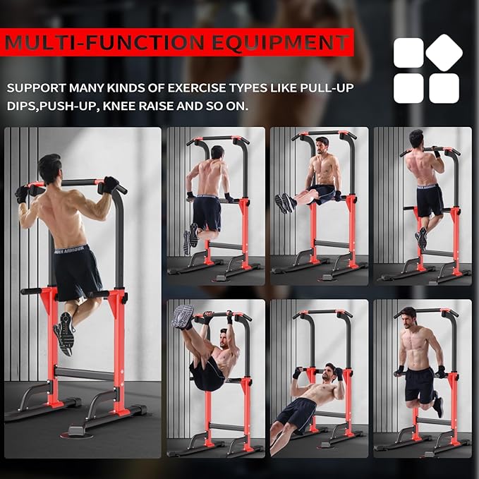 Pull Up Dip Station For Home Gym Strength Training Fitness Workout Station Chin-Ups Push-Ups Pull-Ups Dip-Ups 330LBS T055CDC