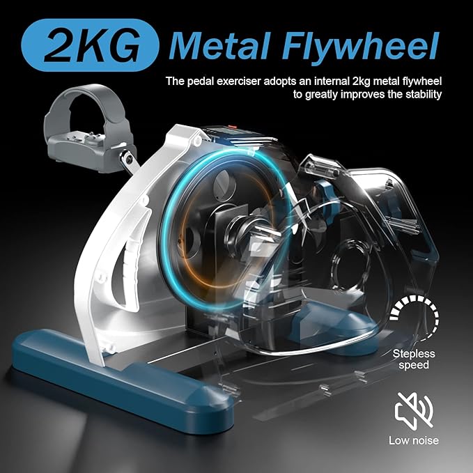 Under Desk Bike Pedal Exerciser Portable Mini Home Exercise Bike with 5LBS Flywheel Sitting Peddler Exerciser for Seniors Legs and Arms Trainer Physical Therapy Equipment Fitness Exercise Bicycle