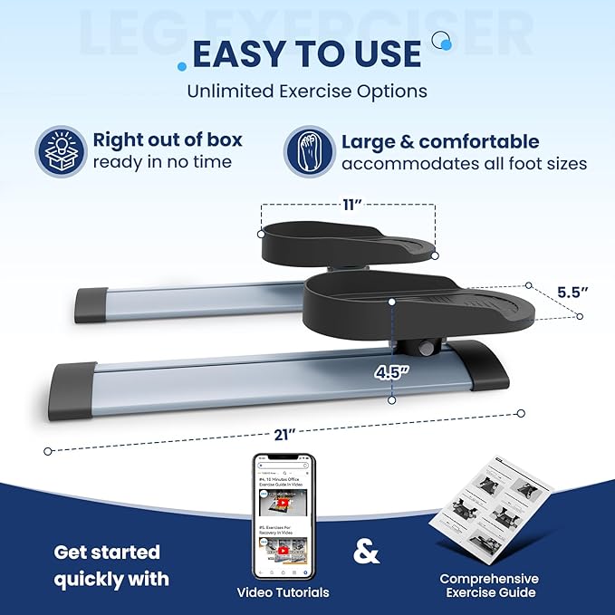 Leg Exerciser While Sitting for Seniors,Knee & Shoulder Exerciser for Home Office, Adaptable for Under Desk Arm& Leg Pedal Exerciser with Resistance, Low Impact Workout for Rehab,Non-Slip Mat Included