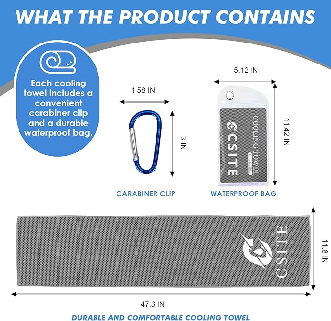 8 Pack Cooling Towels (47"x12") for Neck and Face, Ice Towel for Hot Weather, Soft Breathable Chilly Gym Towels, Microfiber Towel for Work Out, Yoga, Running, Camping & More Activities