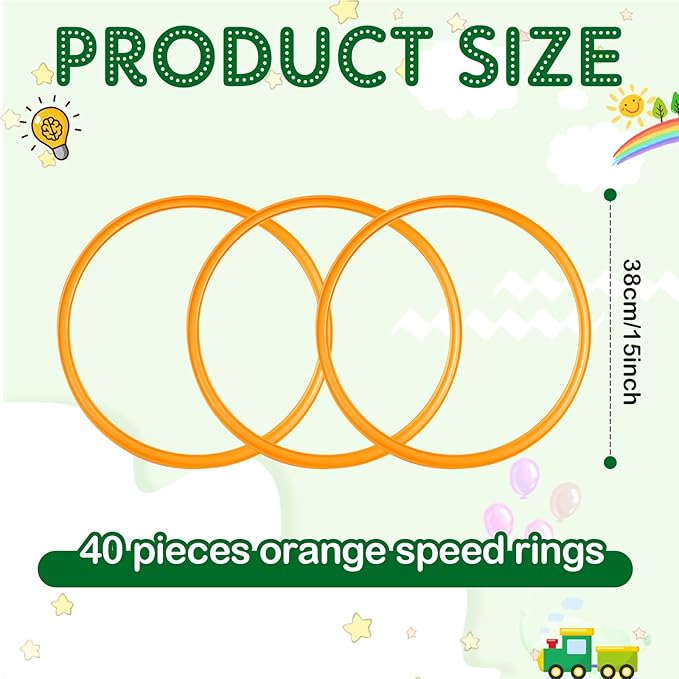 Deekin 40 Pcs Agility Rings Speed and Agility Training Rings Exercise Speed Circle Jumping Hoops for Training Toss Equipment, 15"