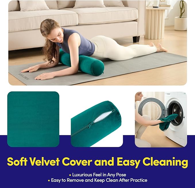 Meditation Cushion Bolster Pillow for Restorative Yoga – Supportive Cushion for Meditation, Pilates, and Relaxation – Filled with Buckwheat Hulls - Removable Cover