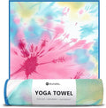 Eunzel Hot Yoga Towel, Non Slip Yoga Mat Towel Sweat Absorbent Printed Yoga Towel with Grip Dots for Hot Yoga, Pilates and Workout 72"x 24", Flower