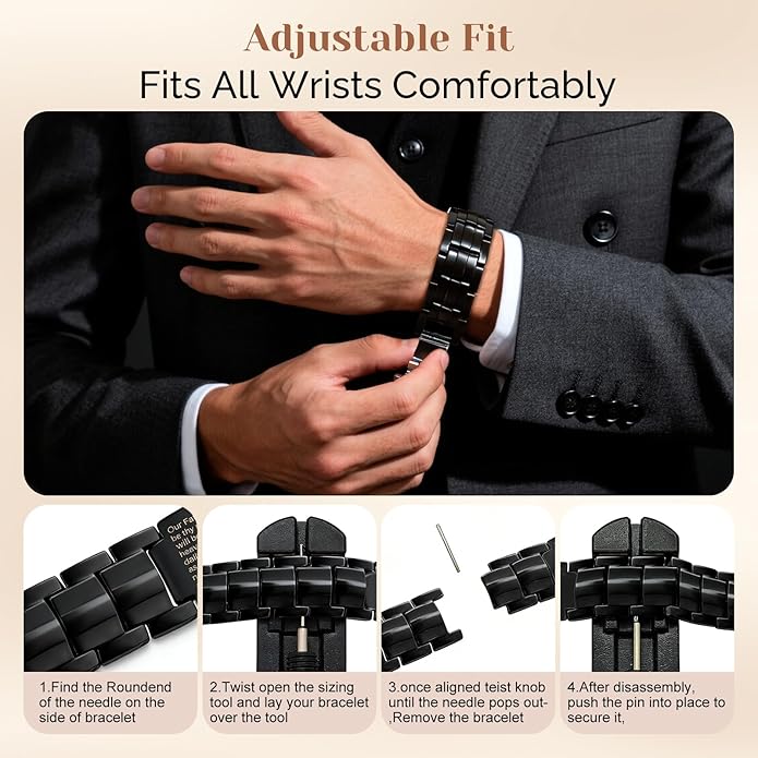 JEROOT Men's 99.99% Pure Copper Magnetic Bracelet, 3500 Gauss Magnets Adjustable with Sizing Tool