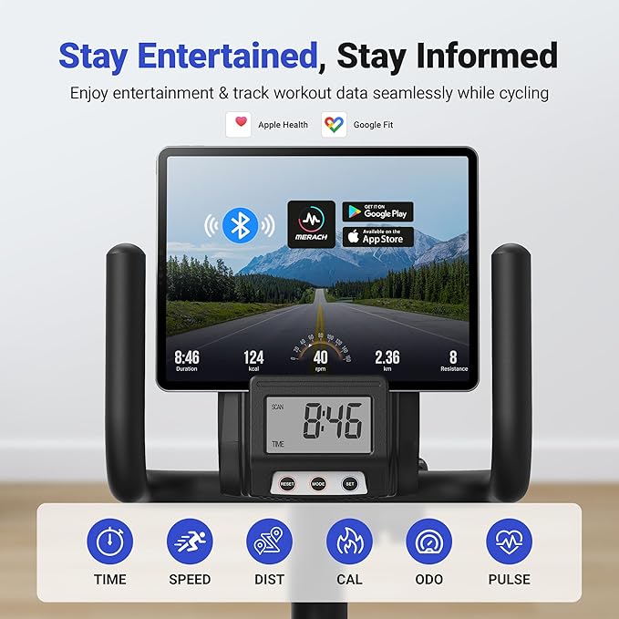 MERACH Recumbent Exercise Bikes for Home with Smart Bluetooth Equipment Exercise Bikes App,LCD,Heart Rate Handle Stationary Bikes for Home, Magnetic Recumbent Exercise Bike for Seniors Gym S08/S23