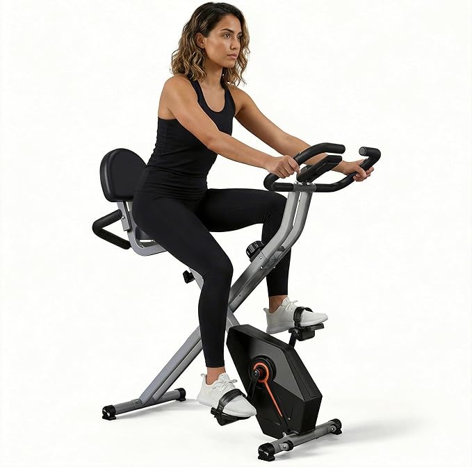 Foldable Exercise Bike Stationary Bikes for Home, 5 IN 1 Indoor Workout Bike, Cycling Bike with 16-Level Quiet Magnetic Resistance, 6.6 LBS Flywheel and 300LBS Capacity for Senior and Home Workout