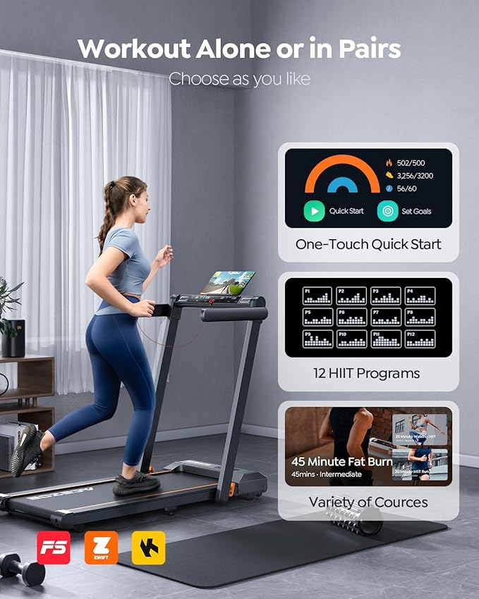 Foldable Treadmill with 0-15% Incline and Handle Bar, 2.5HP Treadmills for Home, Under Desk Treadmill with 300LBS Capacity, Walking Pad with Speaker, APP/Remote Control