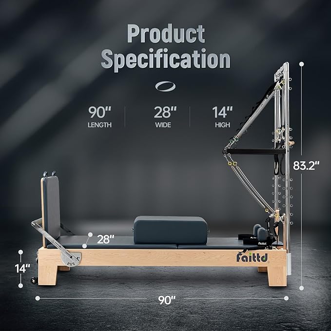 Pilates Reformer,Pilates Reformer Equipment with Reformer Accessories, Reformer Box, Padded Jump Board, Reformer Pilates Machine for Home Workouts