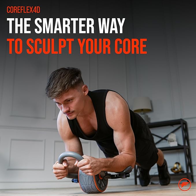 CoreFlex4D Ab Roller Wheel with Elbow Support – Dynamic 4D Core Workout Equipment for Abs, Obliques & Stability – Heavy Duty Home Gym Ab Machine for Strength Training & Full Body Fitness