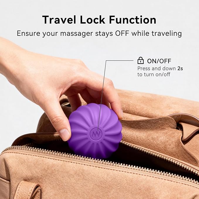 2.4" Mini Electric Vibrating Massage Ball, 10-Speed Fitness Yoga Massage Roller for Palm, Hand, Foot, Leg, Neck, Back, Multi-Directional Massage Ball (Violet)