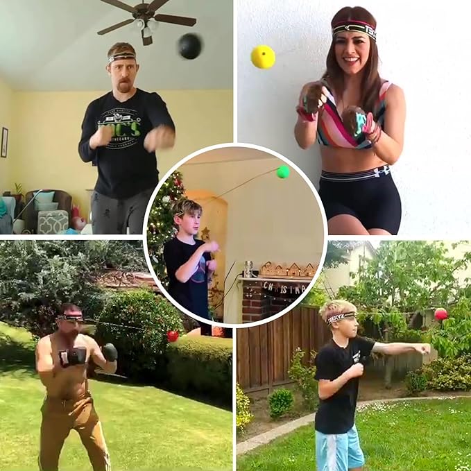 TEKXYZ® Reflex Ball Family Pack with Counter App | Online Community for Boxing Ball, Ideal for Coordination, Punching, Stress Relief, Home Workouts & Fitness | Stocking Stuffer Gift for All Ages