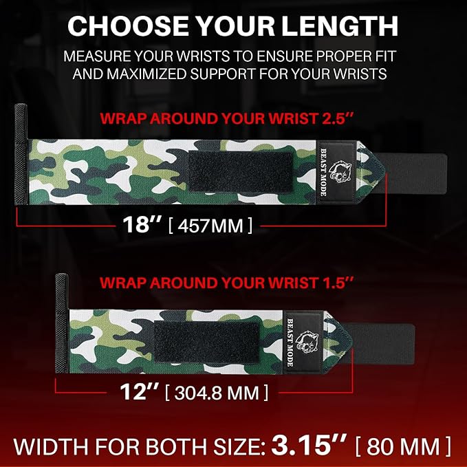 TECEUM Weightlifting 18" & 12" Wrist Wraps with Thumb Loop – Heavy Duty Wrist Workout Braces for Men and Women – Ideal for Powerlifting, Strength Training, Bodybuilding