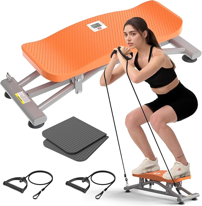 Balancing Machine for Full Body Workout，Simulated Ski Full Body Cardio Workout Equipment，Sliding Ski Simulator with Resistance Bands，Portable Twist Balance Trainer Featuring LCD Display