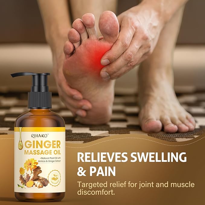 Easter Gifts for Women Ginger Oil,Ginger Massage Oil with Arnica for Lymphatic Drainage, Belly Drainage & Sore Muscle Relief,Natural Body Oil for Skin, Warming Spa Massage & Relaxation Therapy