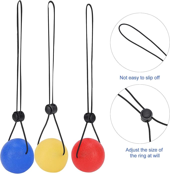 3 Pieces Secure Stress Balls on a String, Climbing Ball Hand Training Device, Hand Exercise Strengthening Rehabilitation