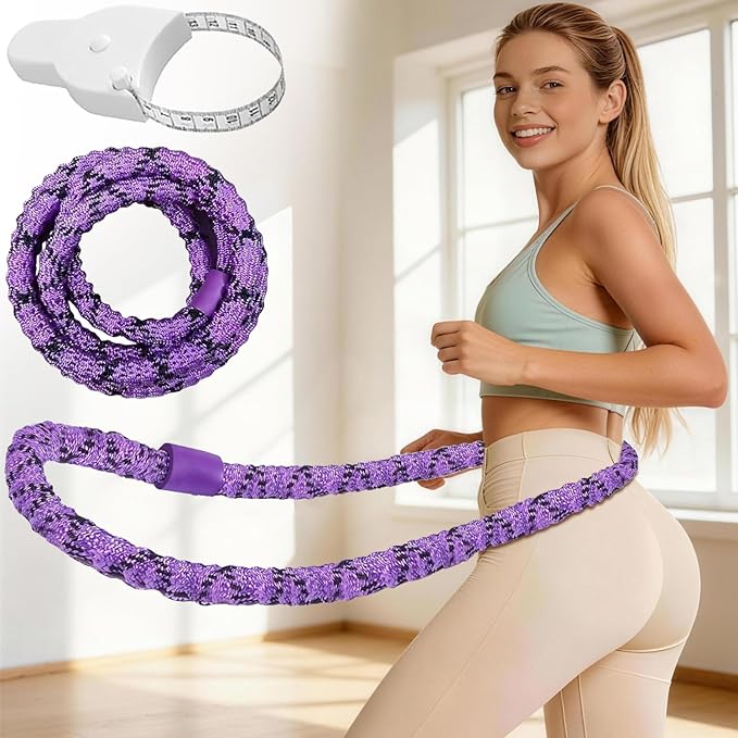 3 lbs Soft Spring Hula Hoop, Weighted Hoops for Adults, Foldable and Portable Hula with Body Tape Measure, Loss Fitness Hoop